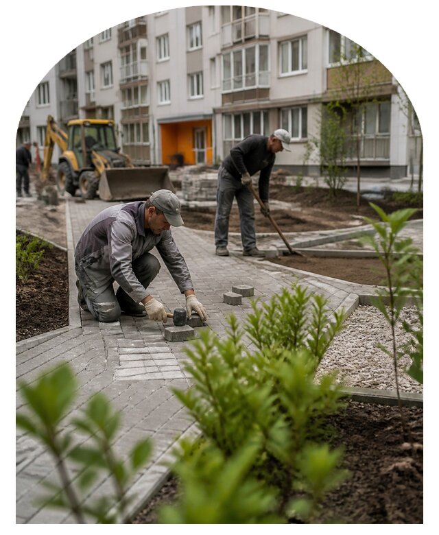 Благоустройство двора многоквартирного дома в Троицке